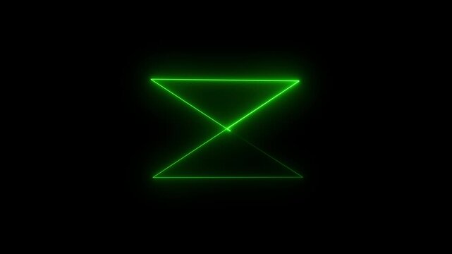 Abstract Neon Green Geometric Shape Animation Glowing Lines on Black Background Futuristic Digital Concept
