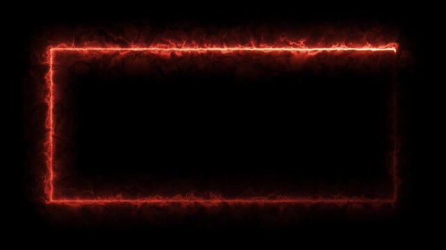 Red neon fire frame border with glowing smoke effect