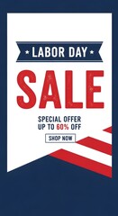 Naklejka premium Labor Day Sale banner with special offer up to 60% off