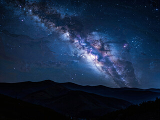 Obraz premium Milky Way Over Mountain Night Sky