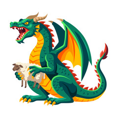 Smok Walewski polish legendary dragon creature flat design © Hamzah