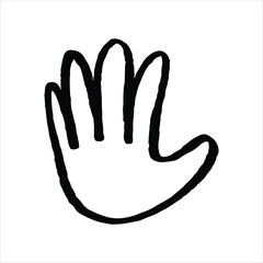 Obraz premium Simple black hand silhouette vector illustration featuring a bold palm shape drawn with organic ink lines