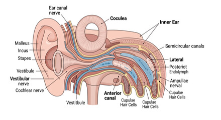 Detailed Diagram of the Human Ear Anatomy and Structure. © faizz