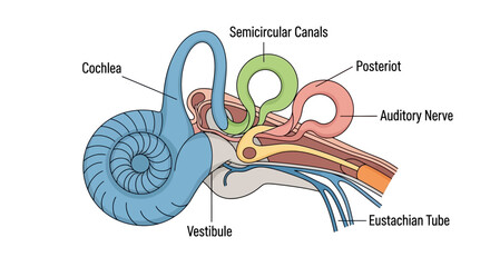 Detailed Diagram of the Human Inner Ear Anatomy. © faizz