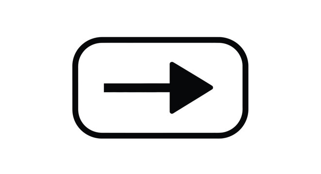 A simple black arrow pointing to the right is contained within a rounded rectangle frame