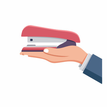 Hand holding a red stapler