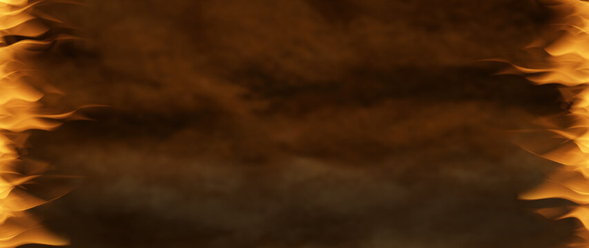 flames of burning fire on a brown wall background, fire for background. not ai