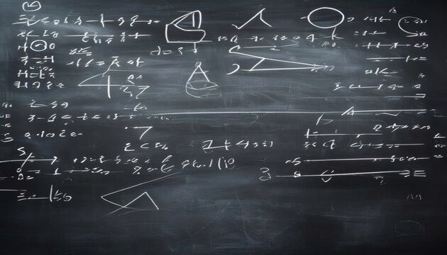 Mathematics Equations and Formulas Written on Black Chalkboard
