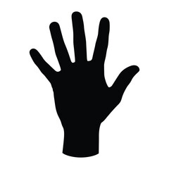 Obraz premium Black silhouette of an open hand with fingers spread against a white background