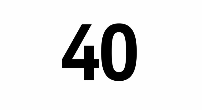 Black number forty graphic with horizontal black borders