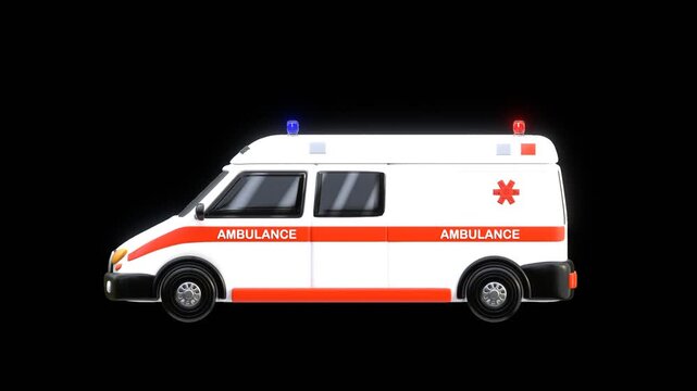 3D Hospital Ambulance Emergency Vehicle | Alpha Channel
