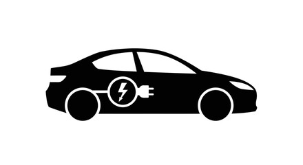 Fototapeta premium Electric car with charging symbol side.