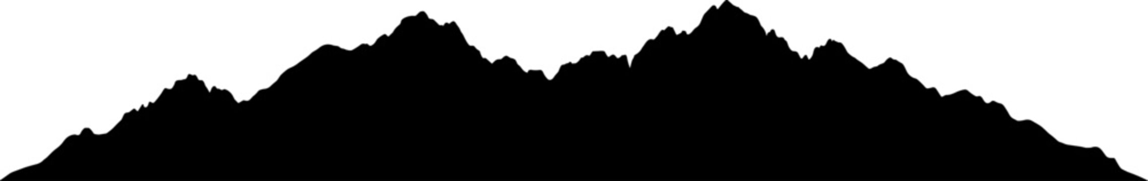 Detailed alpine mountain ridge silhouette profile
