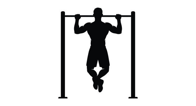 man doing pull ups silhouette on horizontal bar