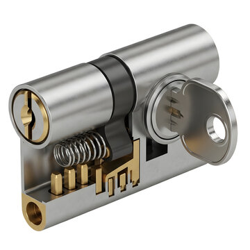 Lock mechanism cross section isolated on transparent background