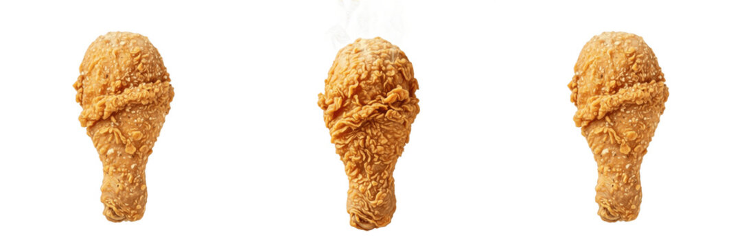 Crispy Fried Chicken Drumstick PNG, Fast Food Breaded Leg Isolated on Transparent Background, Restaurant Menu Junk Food Clipart.