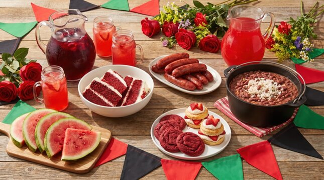 Juneteenth Red Food Celebration Table,  Juneteenth flag, Black freedom, Juneteenth food, red food tradition