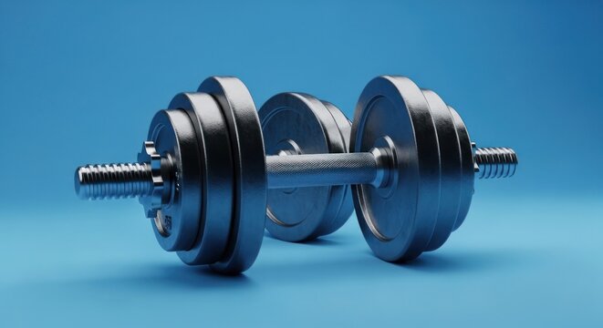 Adjustable metal weight on blue background