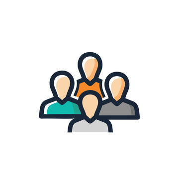 Minimalist vector illustration of a diverse team group icon.