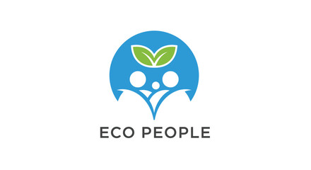 Fototapeta premium A vibrant logo depicts people embracing nature symbolized by leaves within a circular design