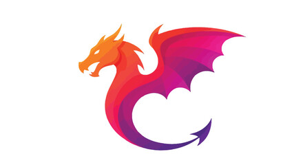 Fototapeta premium A vibrant stylized dragon illustration with orange and purple gradients depicted in a side profile