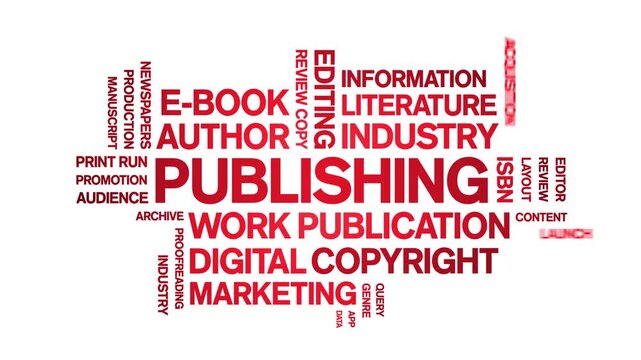 Publishing animated word cloud-text design animation tag kinetic typography seamless loop.