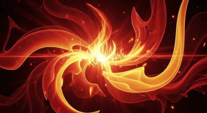 Fiery vortex with radiant energy bursts