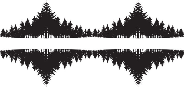 Evergreen Forest Silhouette Symmetry: A mesmerizing symmetrical arrangement of evergreen forest silhouettes, creating an abstract pattern that evokes a sense of balance and nature's harmony.