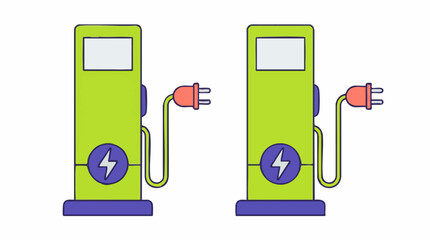 Electric vehicle (EV) charging stations, sustainable energy concept © Drawingbox