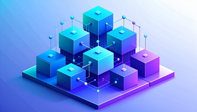 3d render of a building blocks,This visual symbolizes the concepts of blockchain technology, cloud data infrastructure, digital network architecture, and modern quantum computing systems. Suitable for
