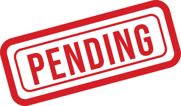 Red 'pending' stamp on white background status and approval indication