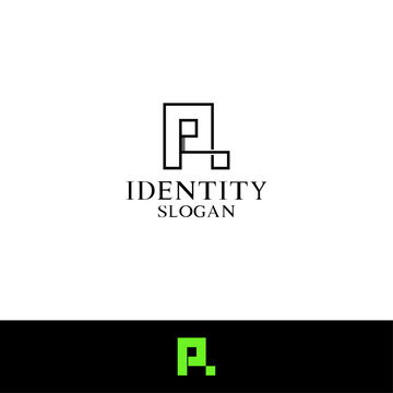 Square Letters PQ or PR or RQ Monogram. Professional P logo Q logo R logo Square Monogram. 