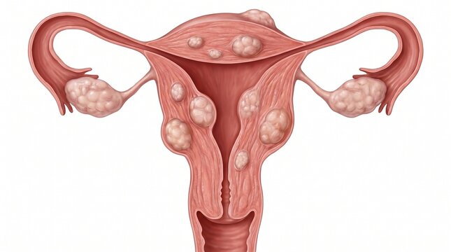 Realistic Human Uterus Fibroids and Leiomyoma Anatomy