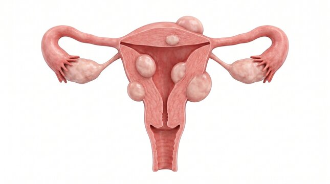 Realistic Human Uterus Fibroids and Leiomyoma Anatomy