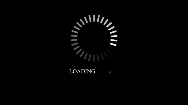 Loading white circle icon animation on black background. Charging upload download loading bar footage.Buffering and buffering icon animation, Loading circle icon animation.