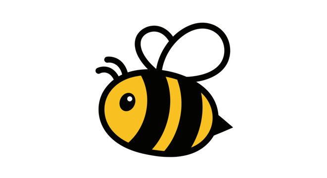 cute cartoon bumblebee mascot with black and yellow stripes isolated on white