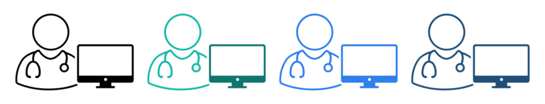 doctor monitor set medical icon on transparent background