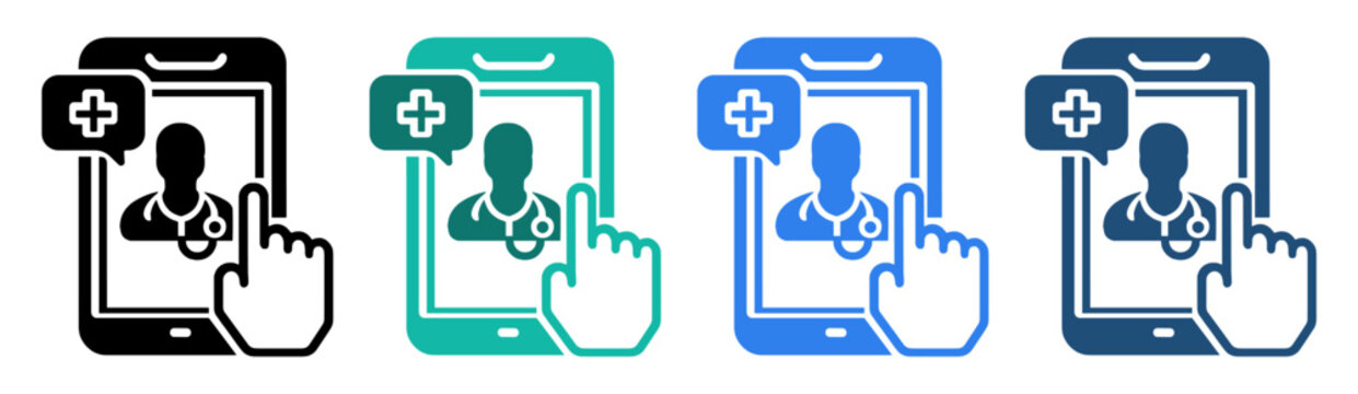 doctor tablet touch healthcare icon set on transparent background
