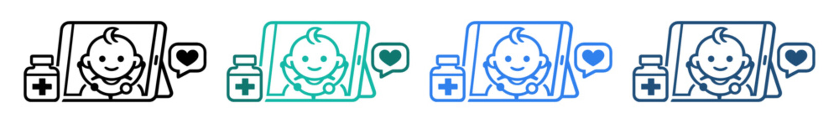 Obraz premium baby medical frame heart icon set on transparent background