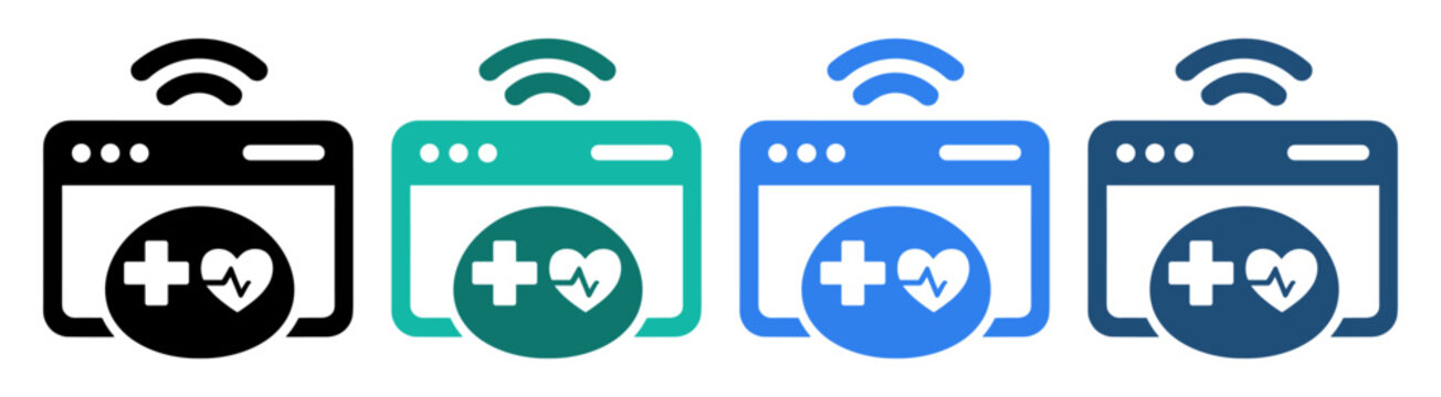 medical browser wifi icon set on transparent background