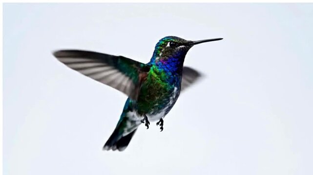 Hummingbird hovering mid-air with iridescent feathers bird flying wings colorful nature bird flying wings colorful