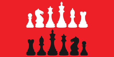 Set of flat chess pieces icon designs © Widy Amelia Putri