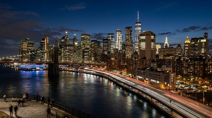 Obraz premium New York City Nighttime Skyline.