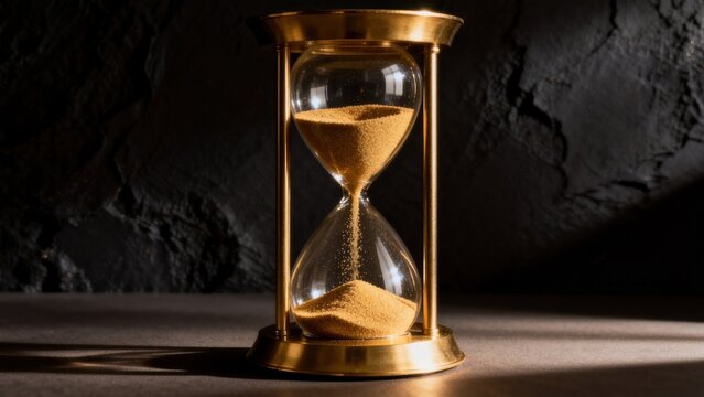 Hourglass with sand flowing