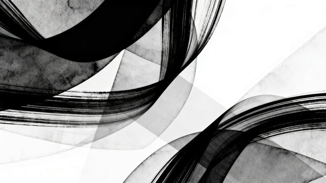 Abstract black and white flowing shapes
