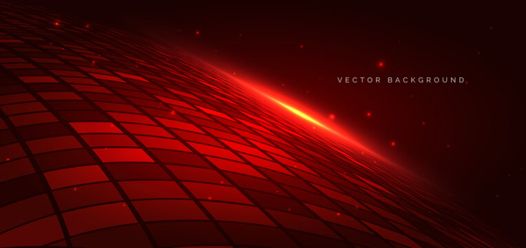 Technology red square pattern lines on dark red background.
