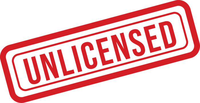 Unlicensed stamp a red warning sign for unauthorized use