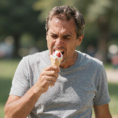 Fototapeta premium Sorbet jaw pain outdoors