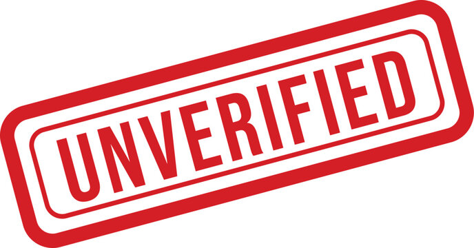 Red 'unverified' stamp illustration on a white background
