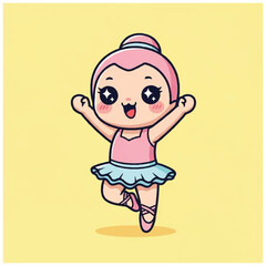 Fototapeta premium Cartoon little girl ballet dancer poses.